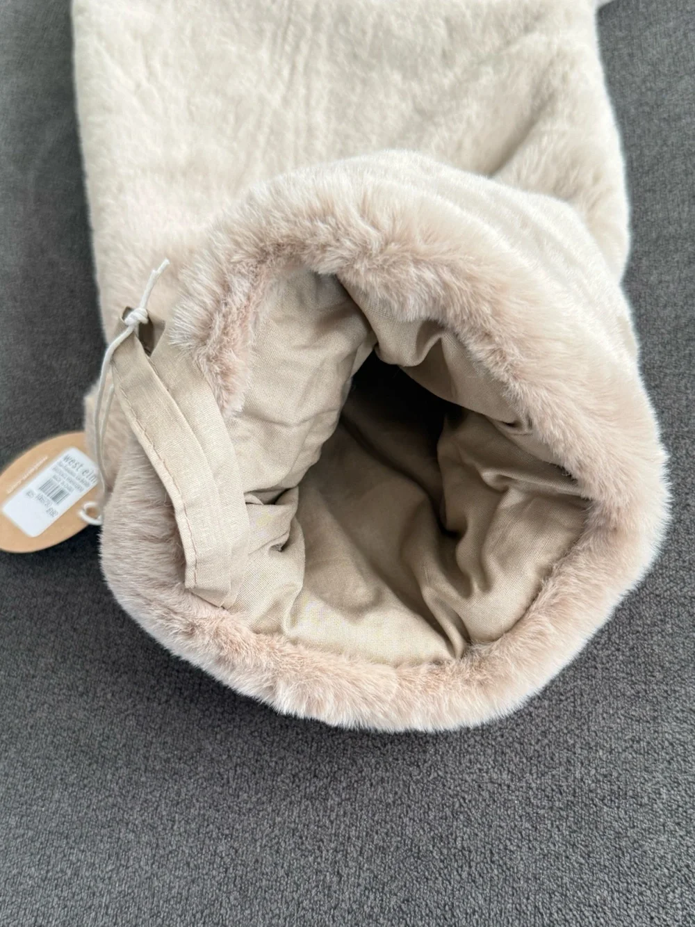 West Elm Plush Fur Stocking in Clay